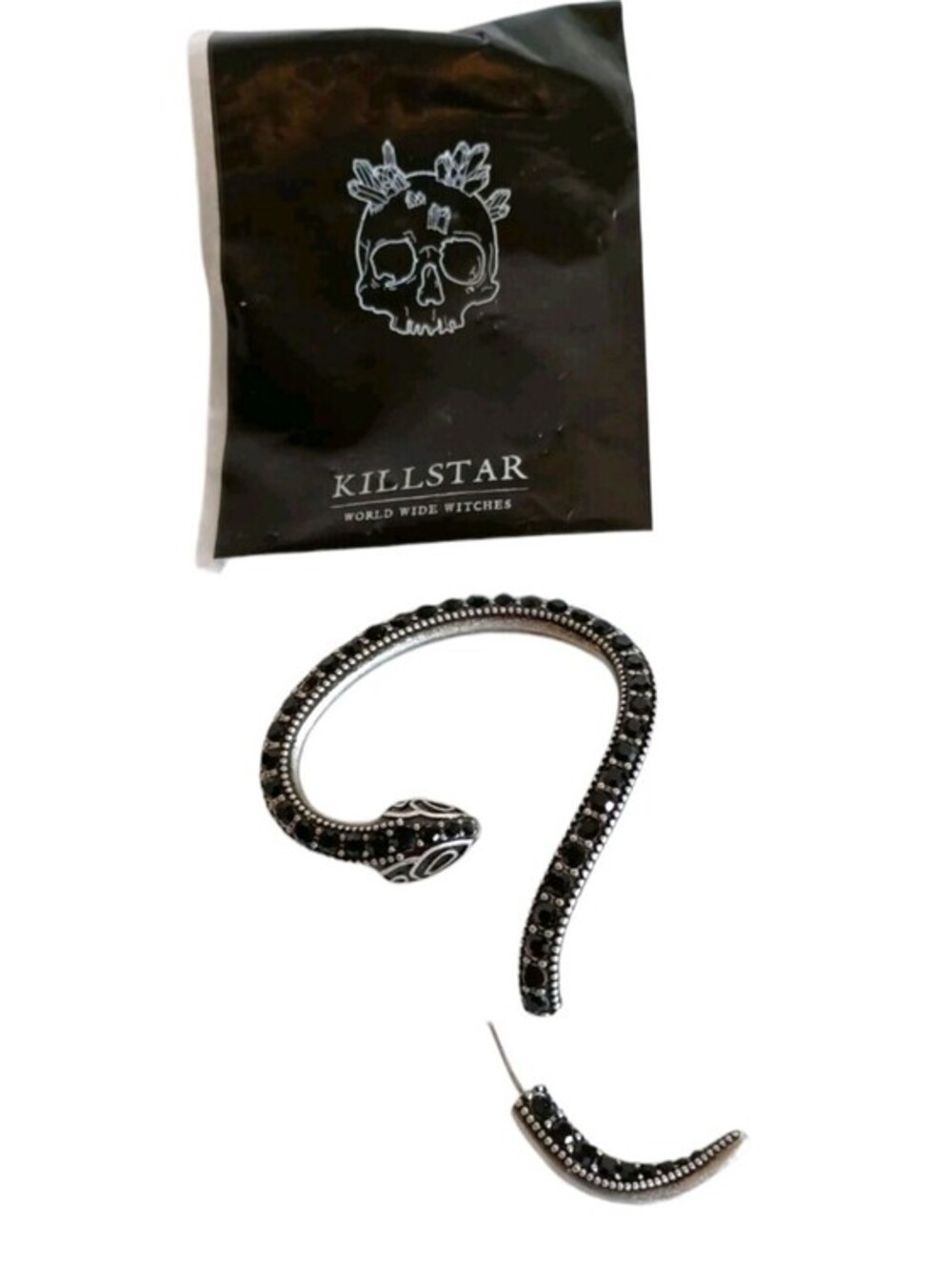 Killstar Temptation Snake Earring Ear Cuff Post Insertion Black Jewels NEW